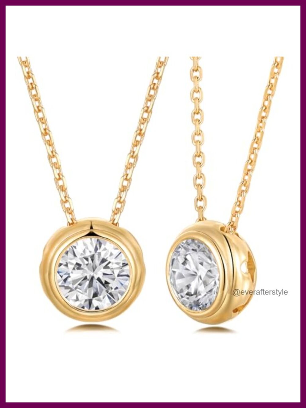 5A Cubic Zirconia Bezel Pendant Necklace for Women